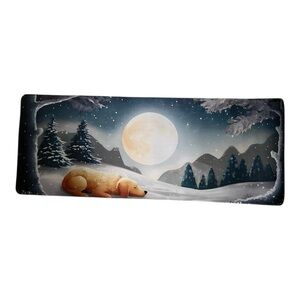 Under the moon snowy dog XL Desk Pad / Keyboard Mat
